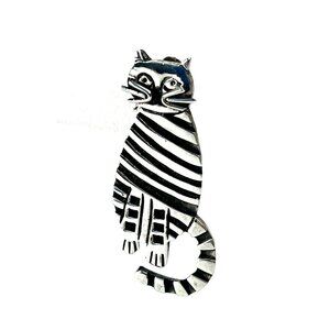 Retired Silpada 925 Silver Striped Cat Brooch Feline Vintage Pin Jewelry